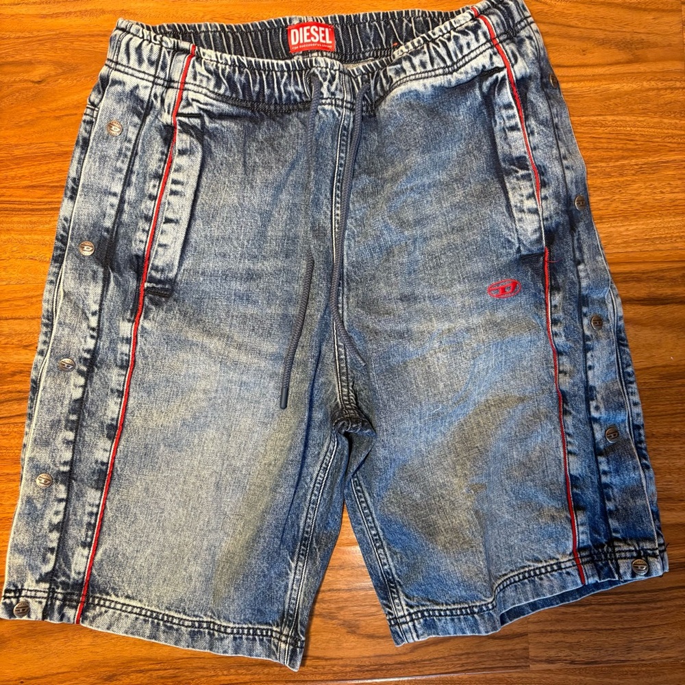 Diesel D-Axfor Snap Side Denim Shorts Size M (30–34) Logo Y2K Streetwear Baggy - Picture 2 of 12